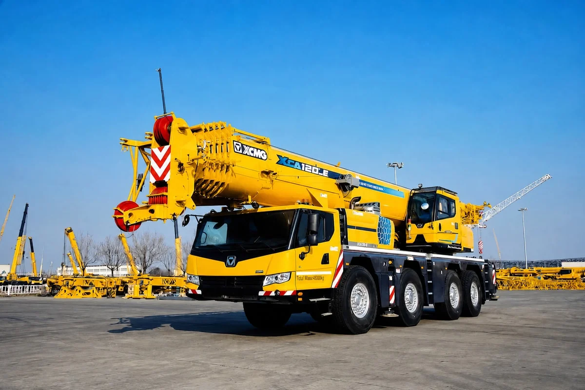Brand new XCMG crane operating on construction site