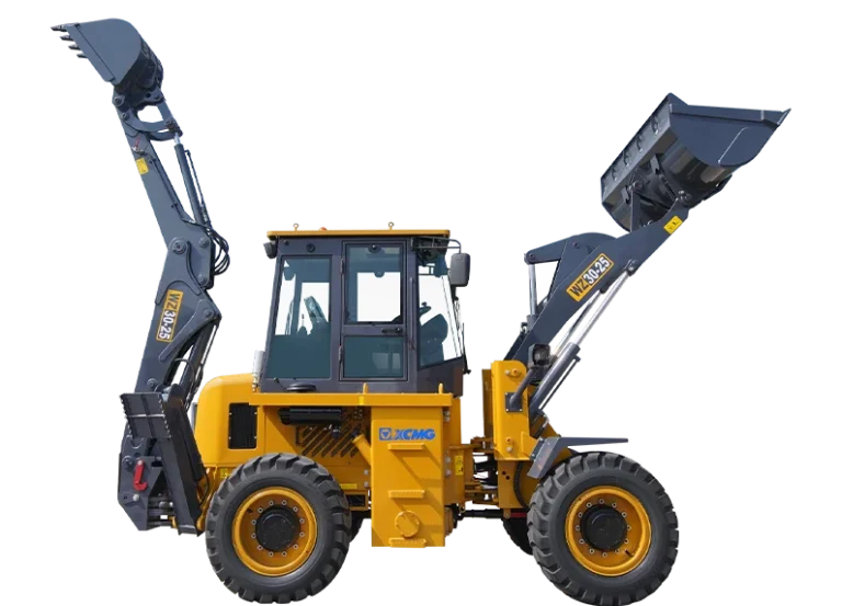 XCMG WZ30-25 Backhoe Loader — 1.0 m3 bucket, 2500 kg rated load, 0.3 m3 backhoe bucket, 4440 mm dig depth, 65 kW