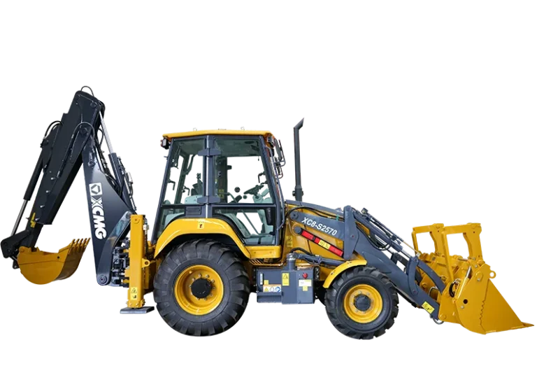 XCMG XC8-S2570 Backhoe Loader — 1.0 m3 bucket, 2500 kg rated load, 0.2 m3 backhoe bucket, 4351 mm dig depth, 73.5 kW