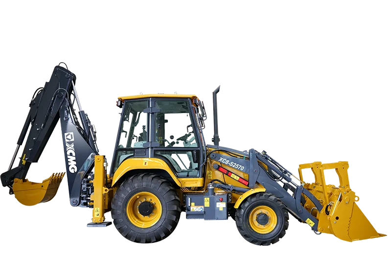 XCMG XC8-S2570 Backhoe Loader — 1.0 m3 bucket, 2500 kg rated load, 0.2 m3 backhoe bucket, 4351 mm dig depth, 73.5 kW