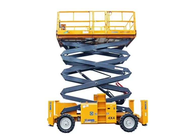 XCMG XG1523ERT Electric Rough Terrain Scissor Lift — 15 m working height, 700 kg rated load, 48V 420Ah battery, 7640 kg total weight