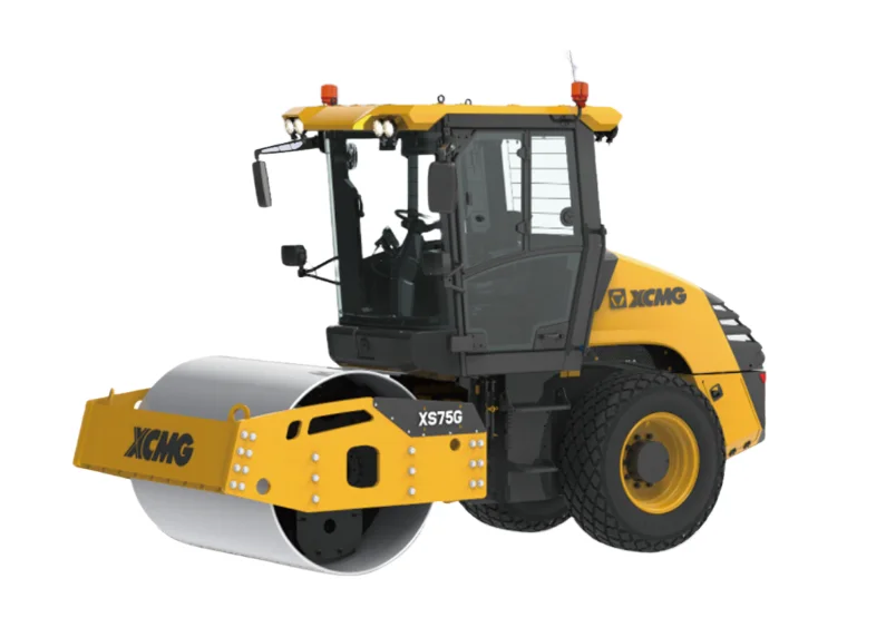 XCMG XS75G XS75PDG Single Drum Vibratory Roller — 7000 kg operating weight, 1700 mm working width, Kubota engine 52.6 kW, EU Stage V / T4F