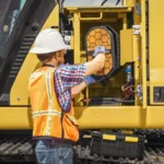 Technician changing the CAT 330 GC air intake filter
