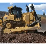 CAT D9 Bulldozer with SU blade and multi-shank ripper pushing rock