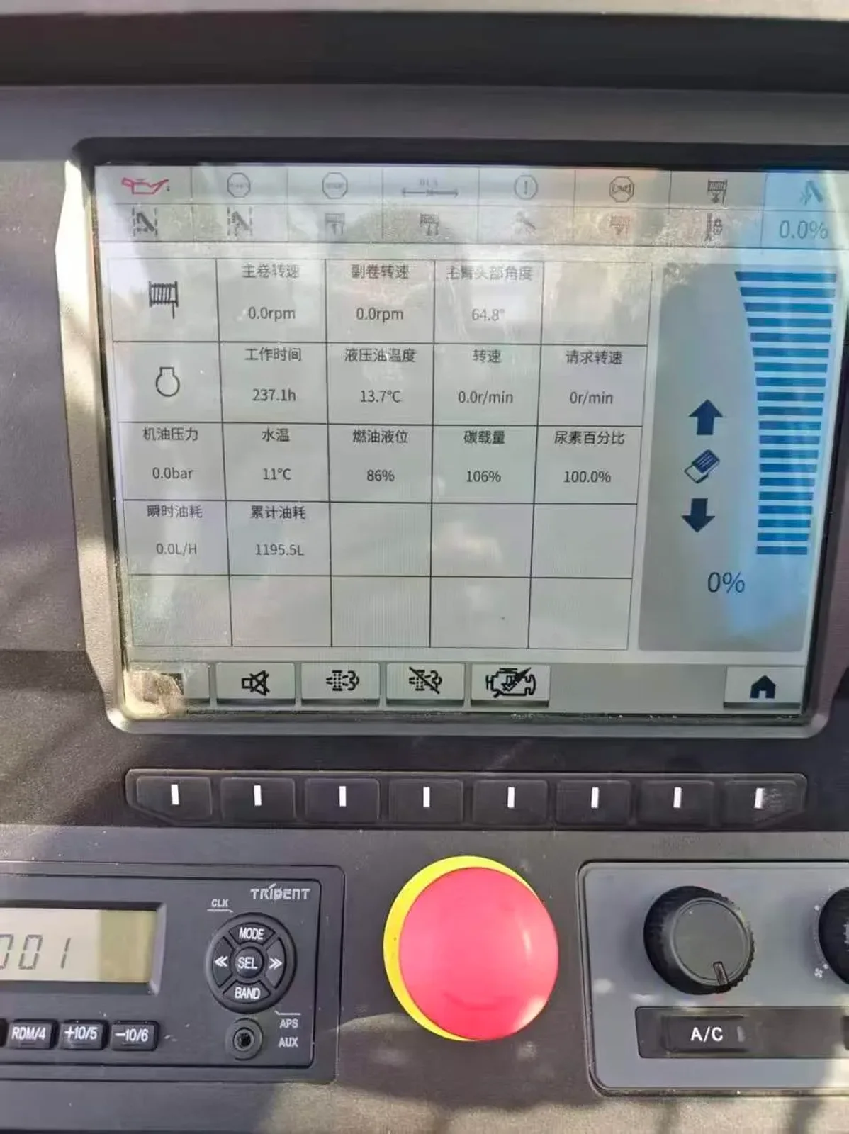 Panel de control y visualización del momento de carga de la grúa